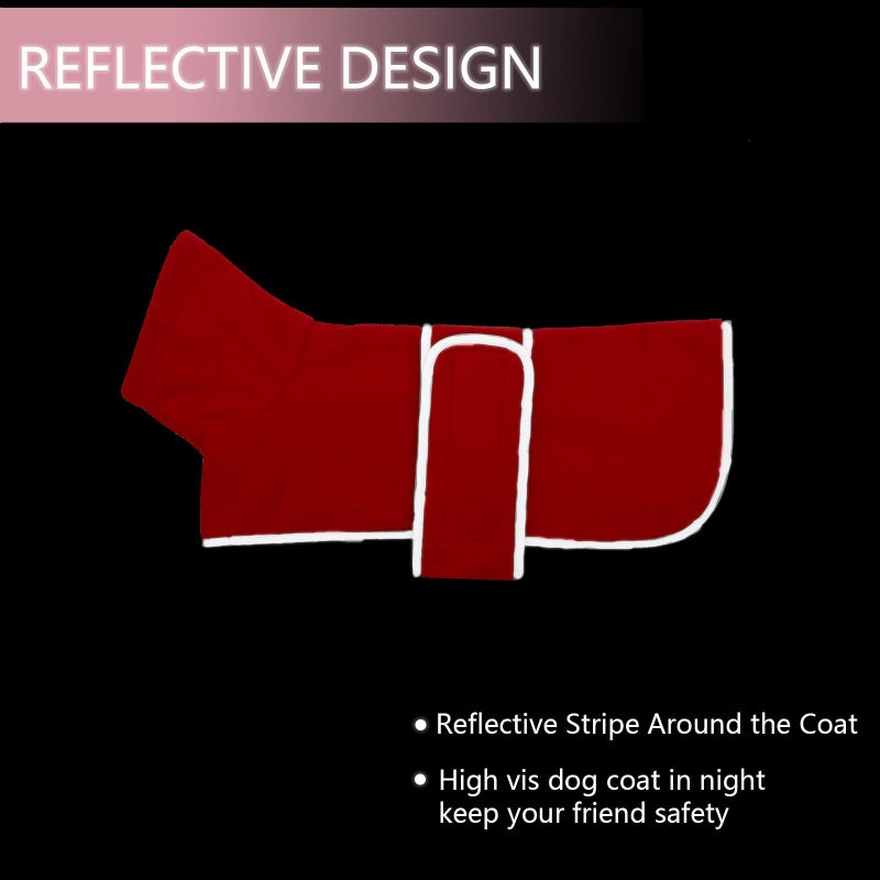 Morezi Dachshund Coats Sausage Dog Fleece Coat in Winter Miniature Dachshund Clothes with Hook and Loop Closure and high vis Reflective Trim Safety - Red - S - Image 4